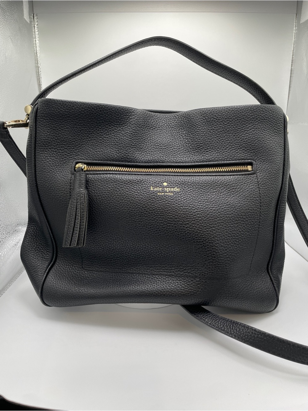 Kate Spade NY Chester Street Black Pebbled Single Handle & Crossbody Strap Hobo